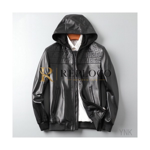 ✨Fendi 2020 Mens Casual Zip-up Leather Jacket - 펜디 2020 남성 캐쥬얼 집업 가죽 자켓 Fen0889x.Size(m - 3xl).블랙