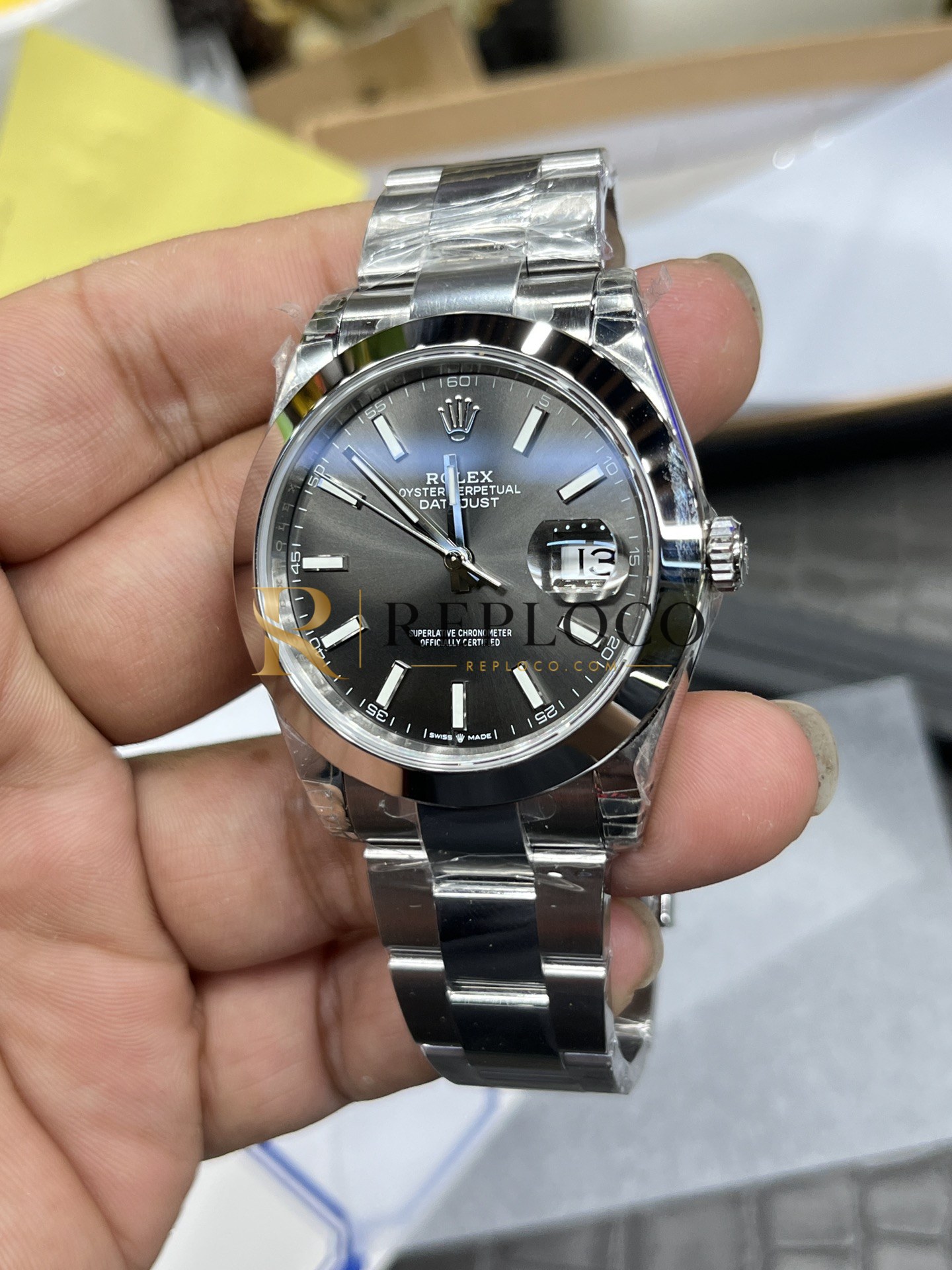 VS 공장 롤렉스 데이트저스트 41mm 126300 선버스트 슬레이트 그레이 다이얼 스무스 베젤 오이스터 브레이슬릿 1:1 슈퍼클론 DD3235 무브먼트 - 이미지 5