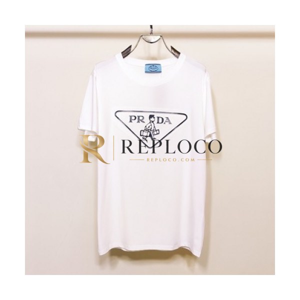 ✨Prada Mens Basic Logo Short Sleeved Tshirts White - 프라다 2021 남성 베이직 로고 폴로 반팔티 Pra02280x Size(s - 2xl) 화이트