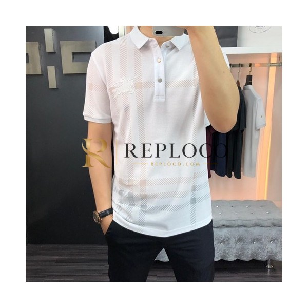 ✨Burberry 2019 Mens Logo Polo Cotton Short Sleeved Tshirt - 버버리 남성 로고 폴로 코튼 반팔티 Burpt0003.Size(48- 56).화이트