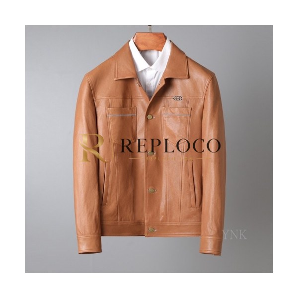 ✨[구찌]Gucci 2020 Mens Classic Leather Jackets - 구찌 2020 남성 클래식 캐쥬얼 가죽 자켓 Guc03190x.Size(m - 3xl).브라운