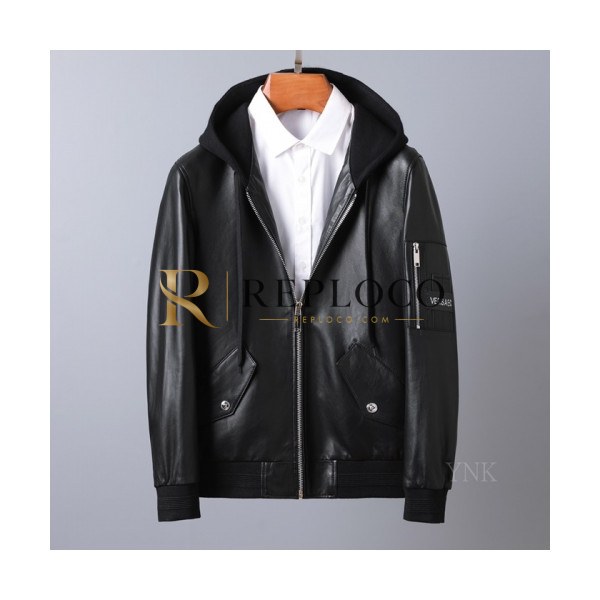 ✨[베르사체]Versace 2020 Logo Mens Casual Leather Jacket - 베르사체 2020 남성 캐쥬얼 가죽 자켓 Ver0719x.Size(m - 3xl).블랙