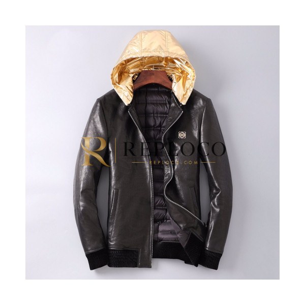 ✨Loewe 2019 Mens Logo Casual Duck Down Leather Jacket - 로에베 2019 남성 로고 캐쥬얼 덕다운 가죽 자켓 Loe0116x.Size(m - 3xl).블랙