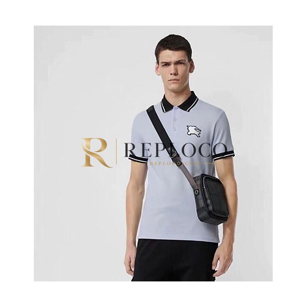 ✨Burberry 2019 Mens Logo Polo Cotton Short Sleeved Tshirt - 버버리 남성 로고 폴로 코튼 반팔티 BurTS0056.Size(s- xl).스카이블루