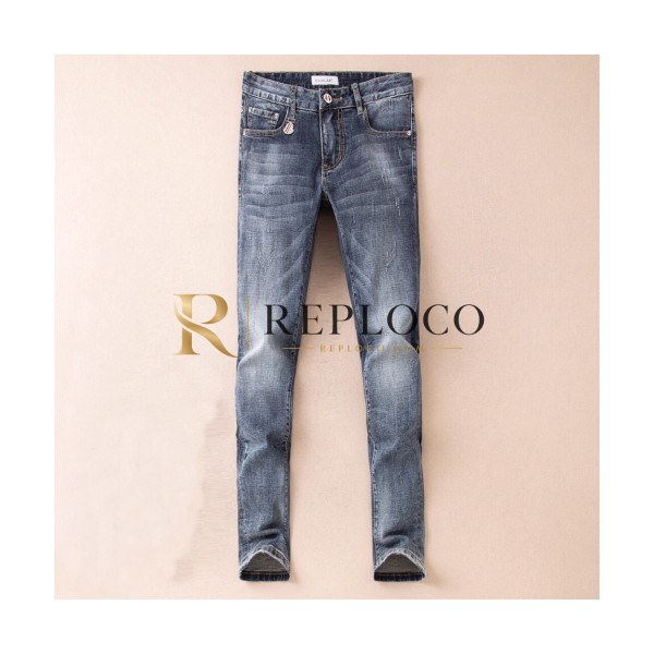 ✨Moncler 2019 Mens Metal Logo Slim Fit Denim Pants - 몽클레어 남성 메탈 로고 슬림핏 데님 팬츠 Moc0483x.Size(28 - 38).블루