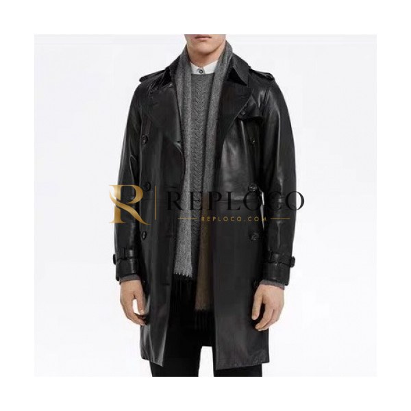 ✨[버버리]Burberry 2020 Mens Vintage Leather Trench Coats - 버버리 2020 남성 빈티지 가죽 트렌치 코트 Bur01947x.Size(m - 3xl).블랙
