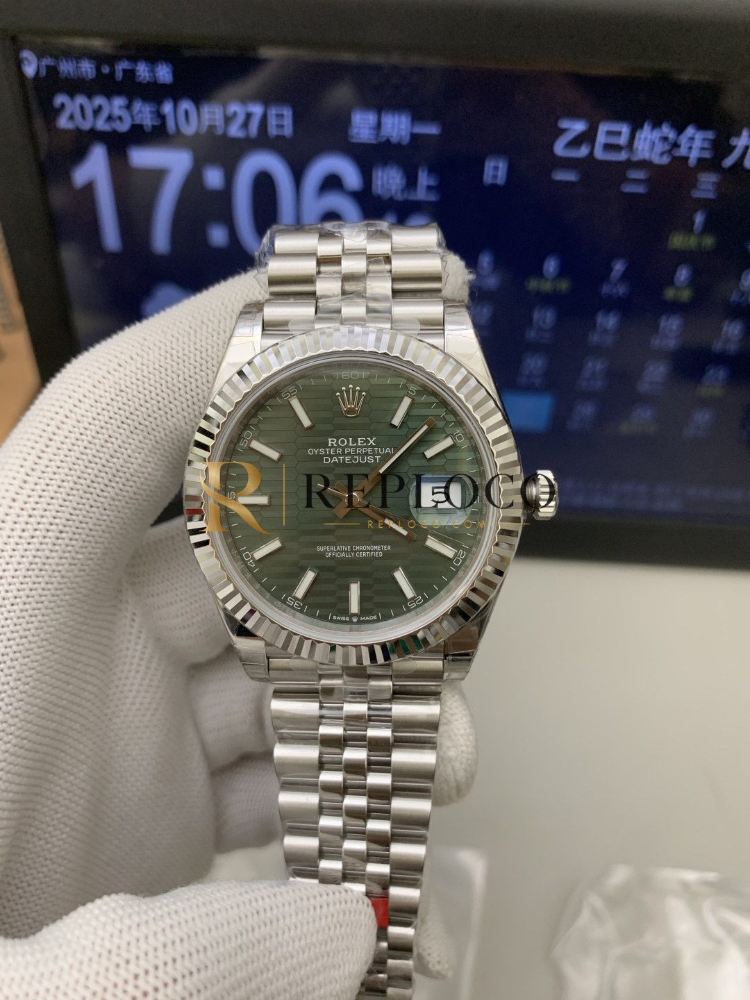VS 공장 롤렉스 데이저스트 41mm 126334 그린 플루티드 모티브 다이얼 플루티드 베젤 주빌리 브레이슬릿 1:1 슈퍼클론 DD3235 무브먼트