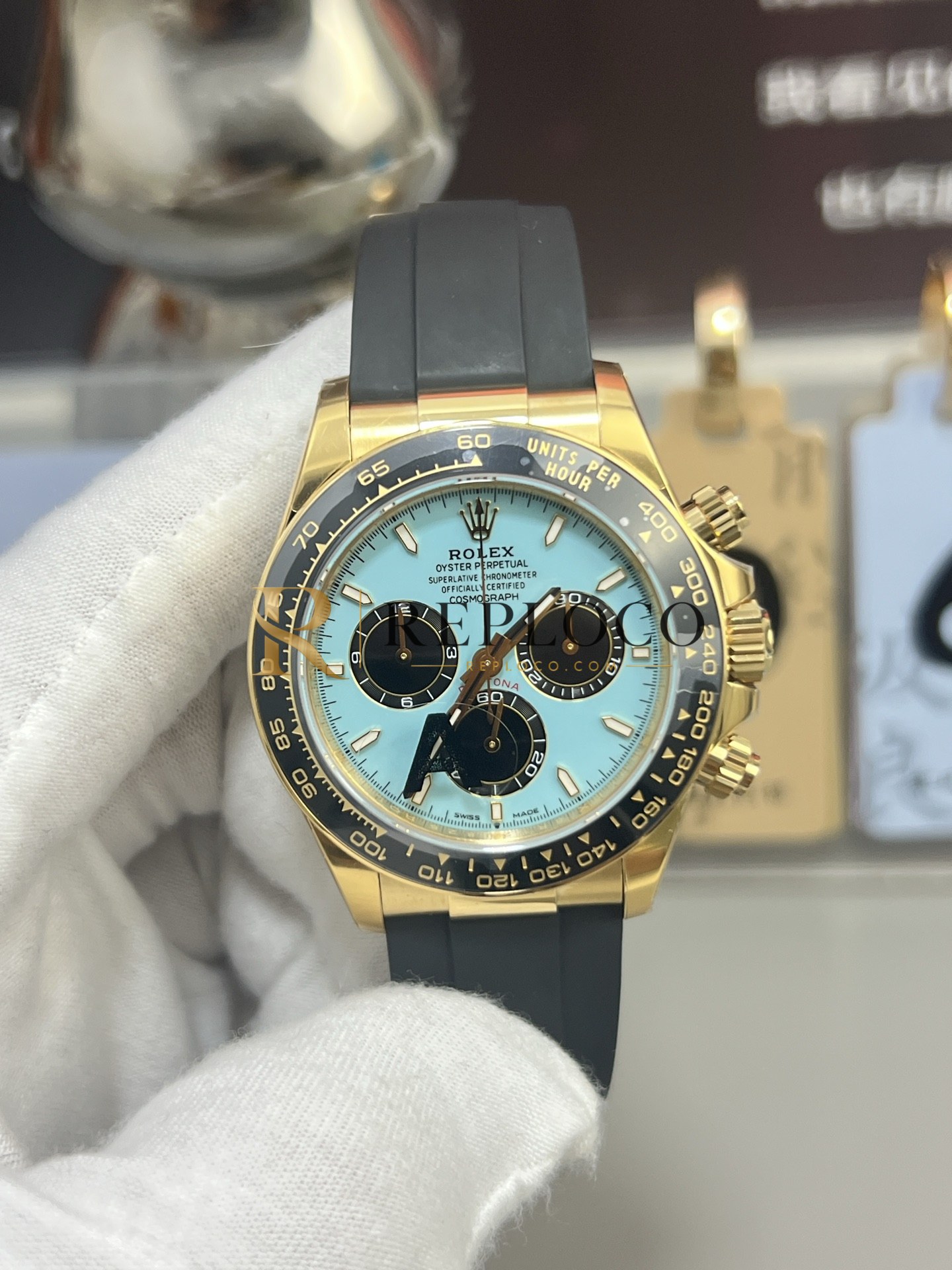 VS 공장 롤렉스 코스모그래프 데이토나 40mm 126518LN “티파니” 터쿼이즈 다이얼 러버 스트랩 1:1 슈퍼클론 DD4131 무브먼트