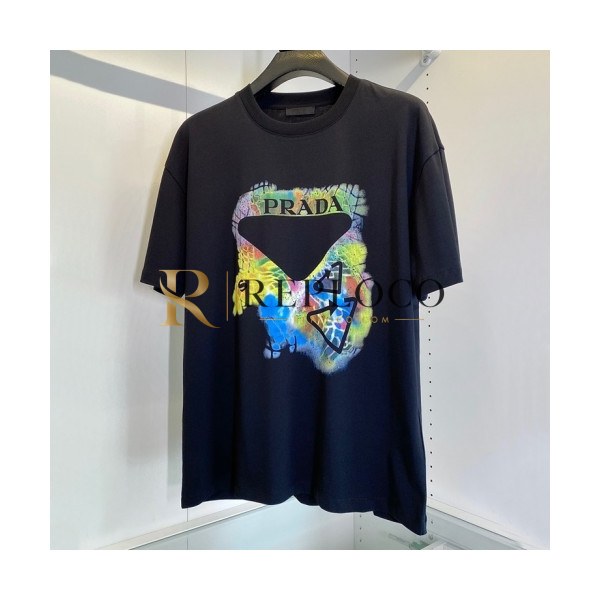 ✨Prada Mens Basic Logo Short Sleeved Tshirts Black - 프라다 2021 남성 베이직 로고 폴로 반팔티 Pra02267x Size(m - 3xl) 블랙