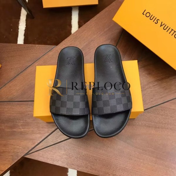 ✨Louis Vuitton 2022 Mens Leather Slipper,LOUS2234 - 루이비통 2022 남성용 레더 슬리퍼,Size(240-275),블랙
