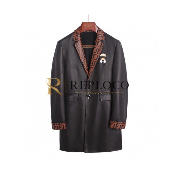 ✨Fendi 2019 Mens Casual Leather Coat - 펜디 2019 남성 캐쥬얼 레더 코트 Fen0322x.Size(m - 3xl).블랙