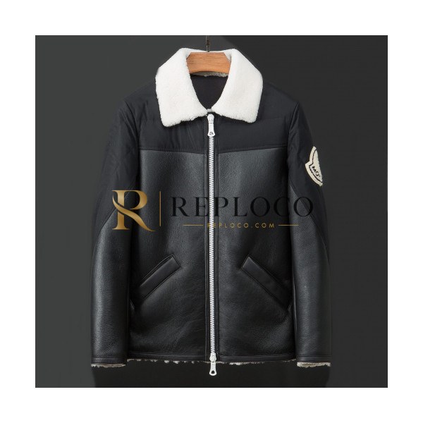 ✨Moncler 2019 Mens Logo Casual Zip-up Leather Jacket - 몽클레어 2019 남성 로고 캐쥬얼 집업 가죽 자켓 Moc0873x,Size(m - 3xl).블랙