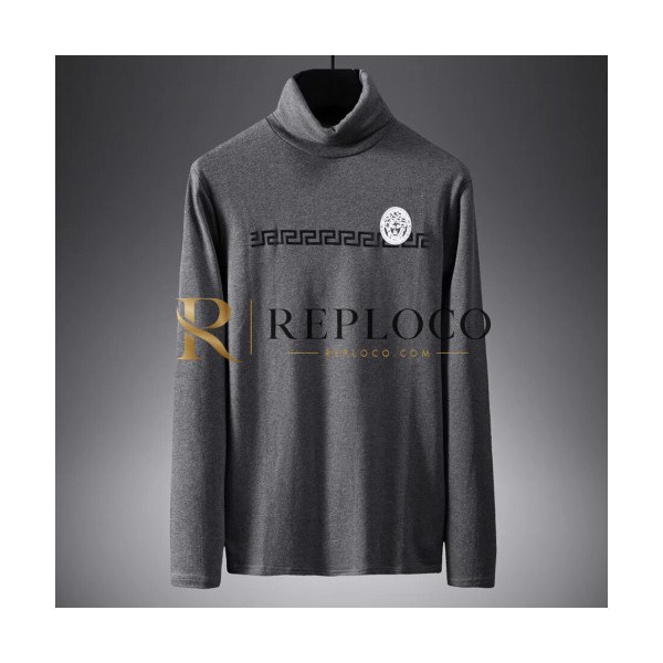 ✨Versace 2019 Mens Cotton Turtle-neck Tshirt - 베르사체 2019 남성 코튼 터틀넥 긴팔티 Ver0272x.Size(m - 3xl).2컬러(블랙/다크그레이)
