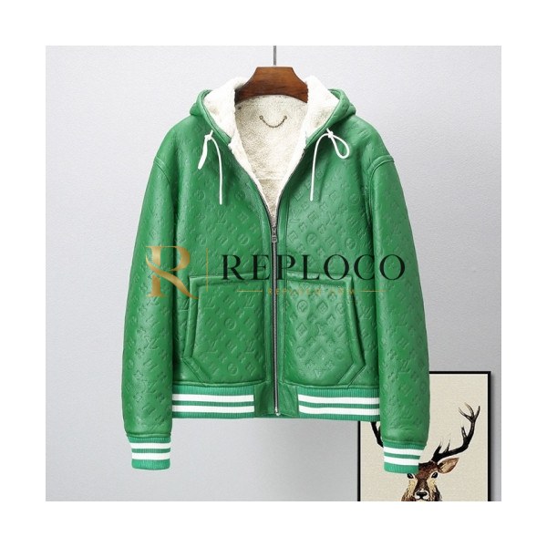 ✨Louis vuitton Mens Logo Leather Jackets Green - 루이비통 2021 남성 로고 가죽 자켓 Lou03816x Size(m - 3xl) 그린
