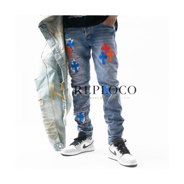 ✨[크롬하츠]Chrom Hearts 2021 Mens Casual Denim Jeans - 크롬하츠 20201남성 캐쥬얼 데님 청바지 Chr0335x.Size(29 - 34).블루