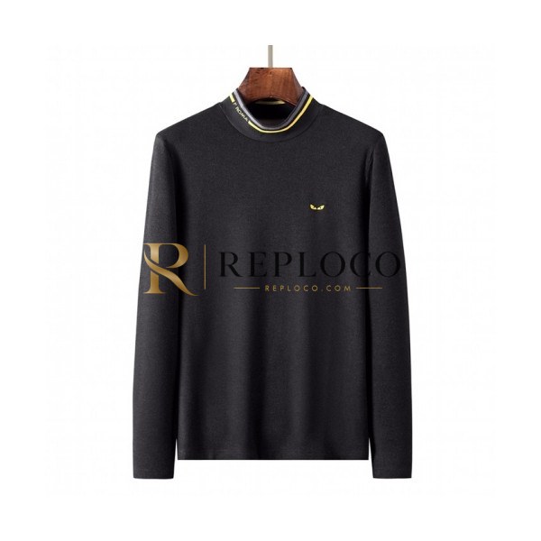 ✨Fendi Mens Logo Crew-neck Cotton Tshirts Black - 펜디 2021 남성 몬스터 크루넥 코튼 긴팔티 Fen01081x Size(m - 3xl) 블랙