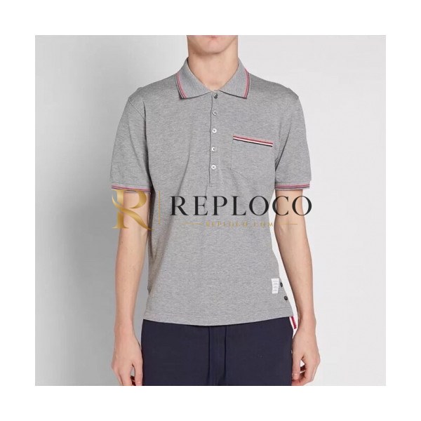 ✨[톰브라운]Thom Browne 2020 Mens Casual Cotton Short Sleeved Polo Tshirts - 톰브라운 2020 남성 로고 코튼 폴로 반팔티 Tho0676x.Size(s - 3xl).그레이