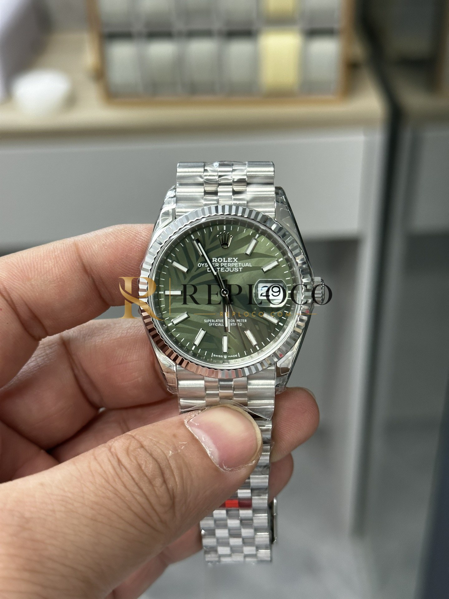 VS 공장 롤렉스 데이저스트 36mm 126234 올리브 그린 팜 모티브 다이얼 쥬빌리 브레이슬릿 1:1 슈퍼클론 DD3235 무브먼트