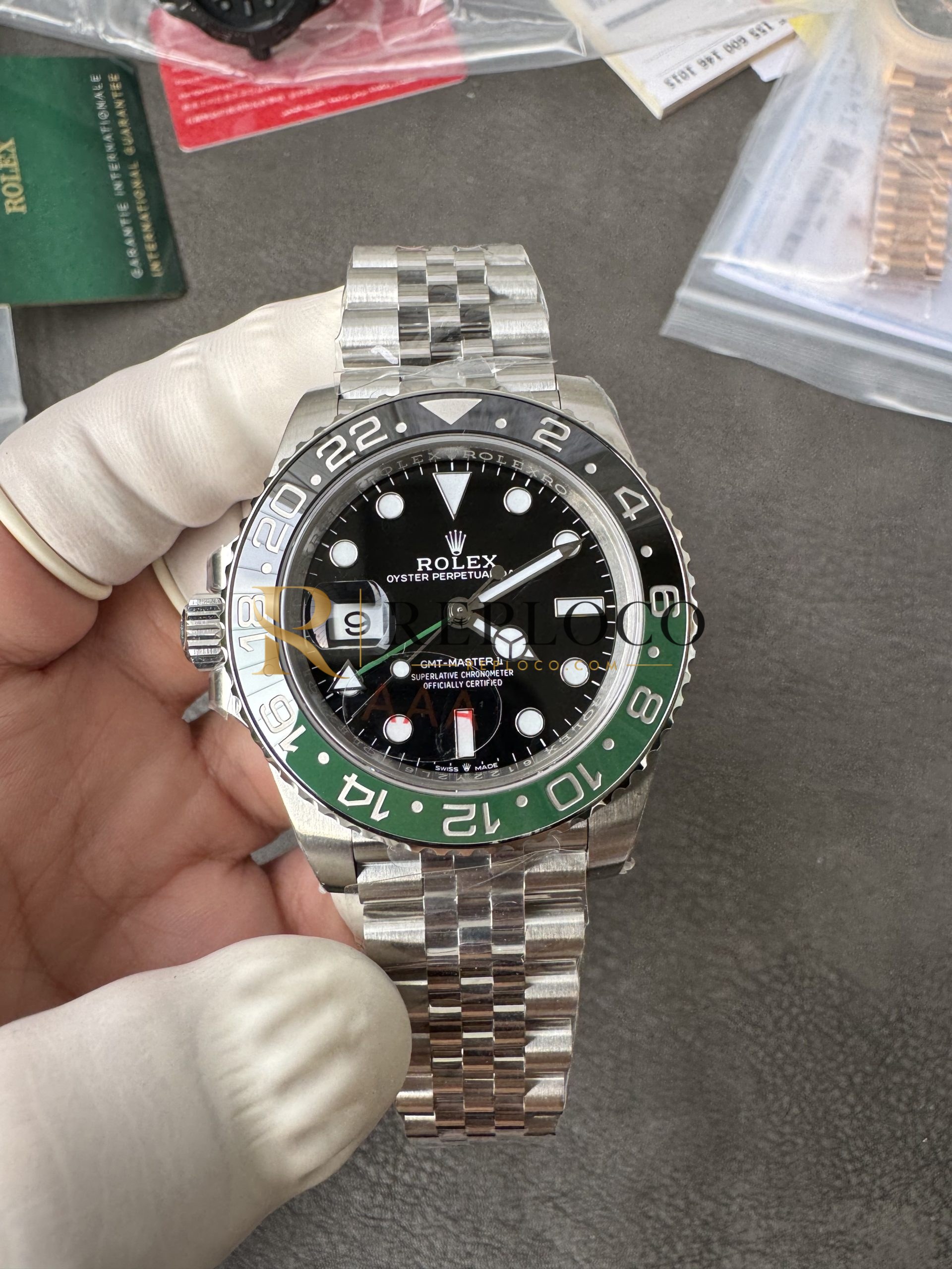VS 공장 롤렉스 GMT-마스터 II 126720VTNR 스프라이트 좌핸드 40mm 블랙/그린 세라믹 베젤 쥬빌리 브레이슬릿 1:1 슈퍼클론 DD3285 무브먼트