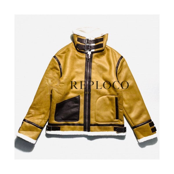 ✨Loewe 2019 Mens Logo Casual Flannel Leather Jacket - 로에베 2019 남성 로고 캐쥬얼 플란넬 가죽 자켓 Loe0106x.Size(s - xl).옐로우