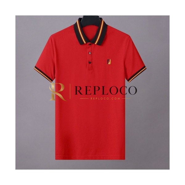 ✨[펜디]Fendi 2020 Mens Logo Casual Short Sleeved Polo Tshirts - 펜디 2020 남성 로고 캐쥬얼 코튼 폴로 반팔티 Fen0782x.Size(m - 3xl).레드