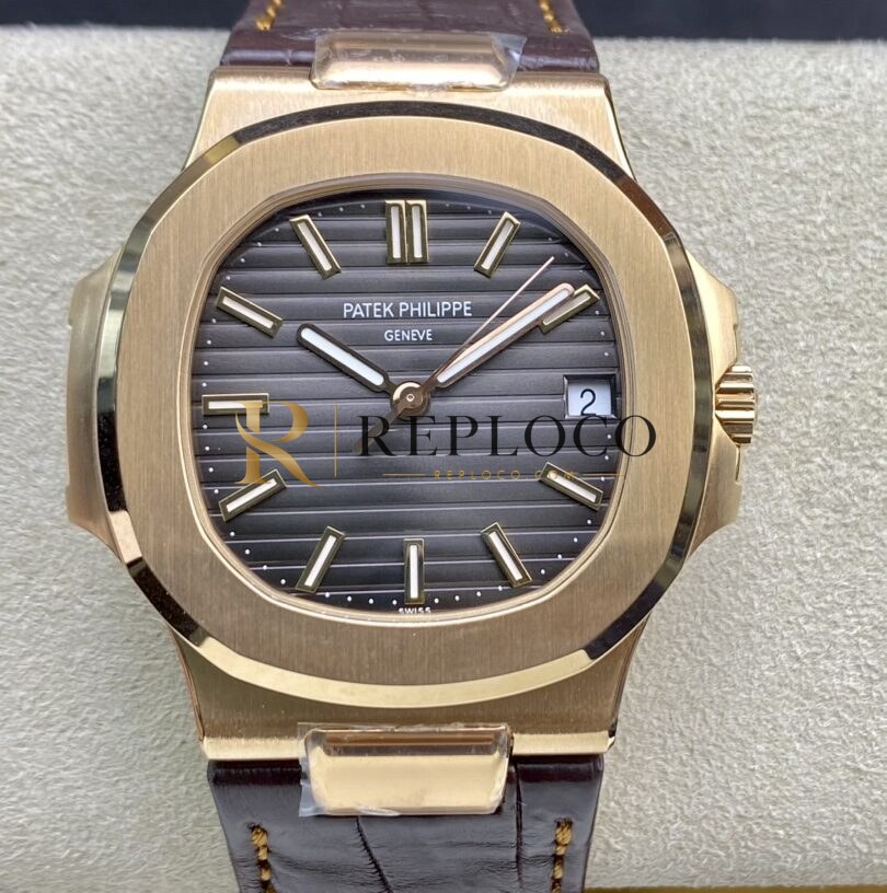 3K 공장 파텍 필립 노틸러스 5711R 그레이 다이얼 로즈 골드 케이스 가죽 스트랩 324SC 무브먼트 40mm