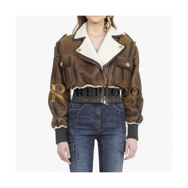 ✨Balmain Womens Casual Leather Jackets Brown - 발망 2021 여성 캐쥬얼 가죽 자켓 Balm0149x.Size(s - xl) 브라운