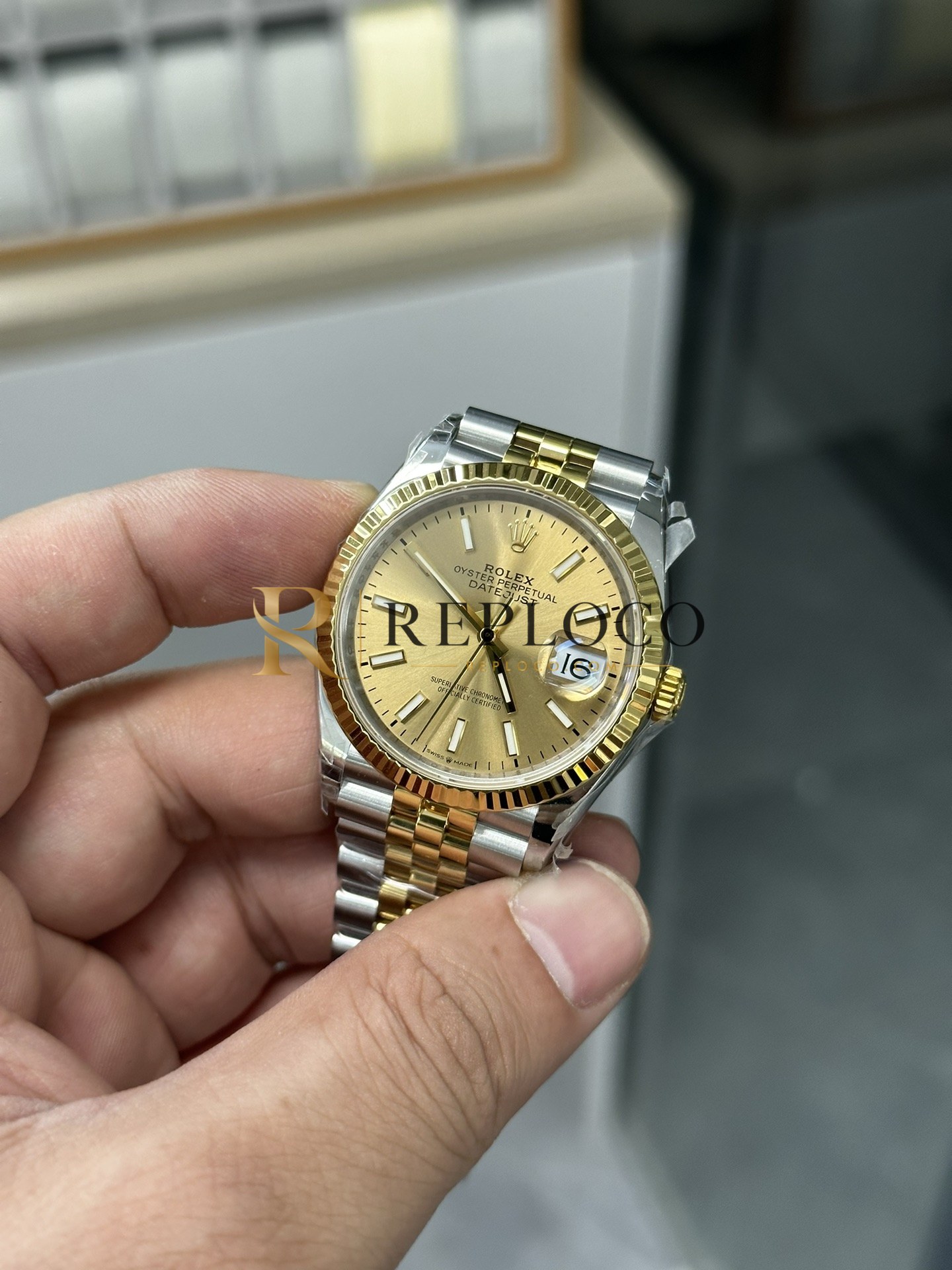 VS 공장 롤렉스 데이트저스트 36mm 126233 투톤 옐로우 골드 선버스트 샴페인 다이얼 주빌리 브레이슬릿 1:1 슈퍼클론 DD3235 무브먼트 - 이미지 4