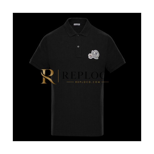 ✨Moncler 2019 Mens Polo Patch Logo Cotton Short Sleeved T-shirt - 몽클레어 남성 신상 폴로 패치 로고 반팔티 Moc0442x.Size(m - 3xl).블랙