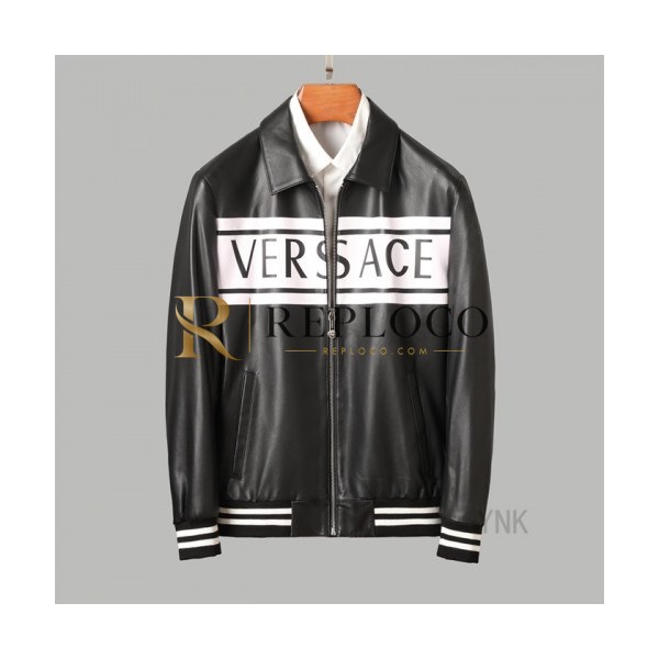 ✨[베르사체]Versace 2020 Logo Mens Casual Leather Jacket - 베르사체 2020 남성 캐쥬얼 가죽 자켓 Ver0720x.Size(m - 3xl).블랙