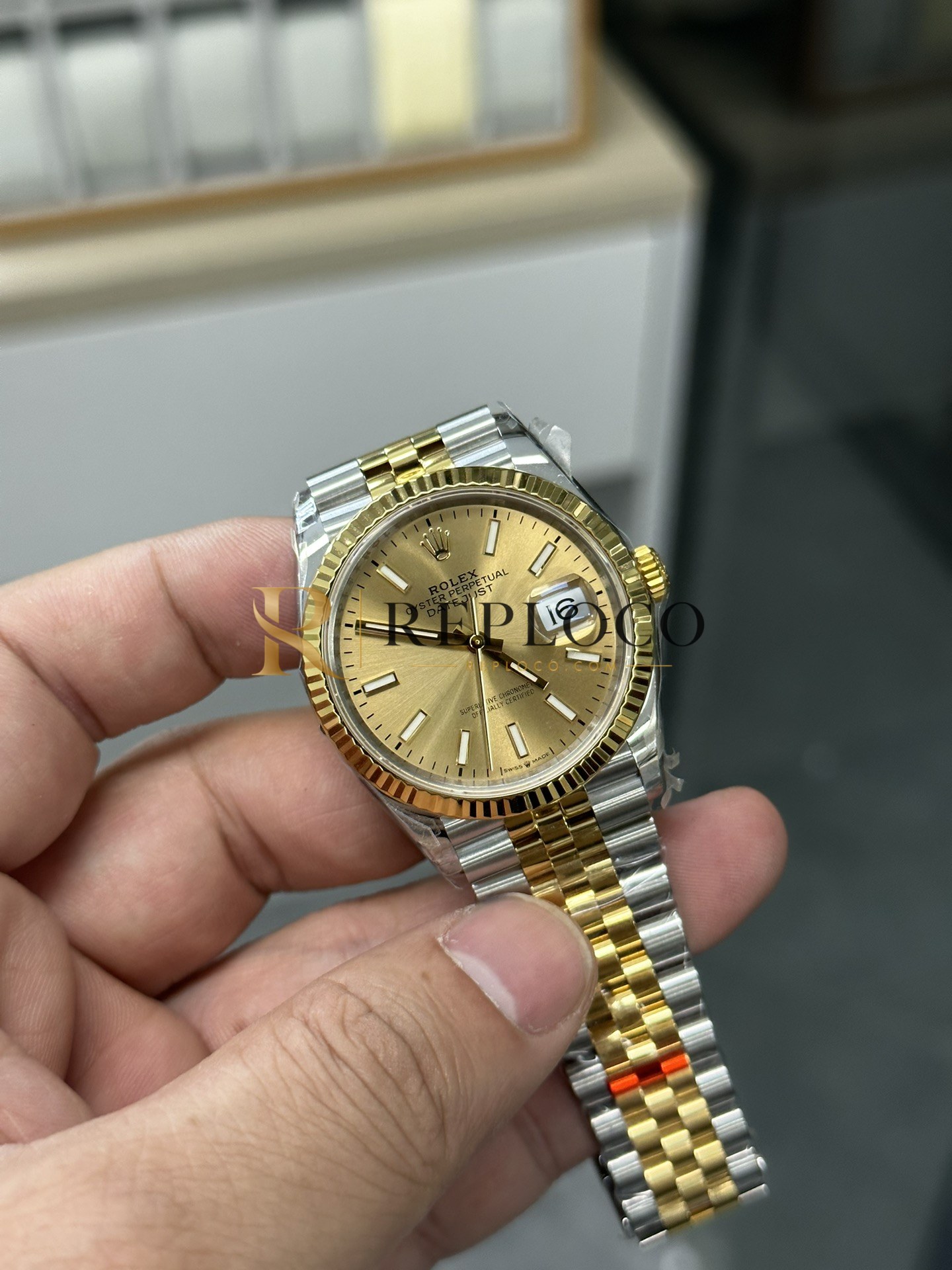 VS 공장 롤렉스 데이트저스트 36mm 126233 투톤 옐로우 골드 선버스트 샴페인 다이얼 주빌리 브레이슬릿 1:1 슈퍼클론 DD3235 무브먼트 - 이미지 3