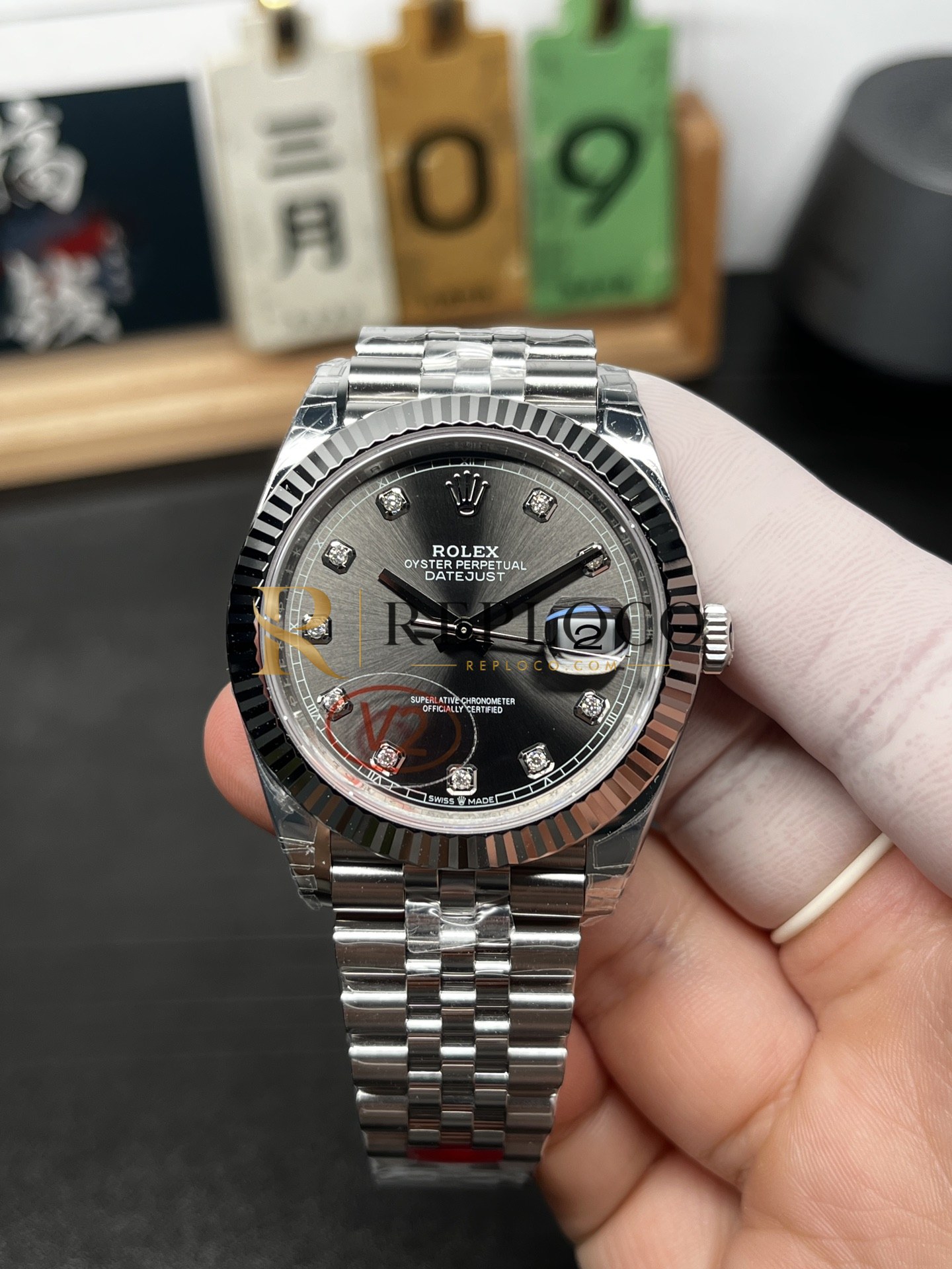 VS 공장 V2 롤렉스 데이저스트 41mm 126334 선버스트 슬레이트 그레이 다이아몬드 다이얼 플루티드 베젤 쥬빌리 브레이슬릿 1:1 슈퍼클론 DD3235 무브먼트