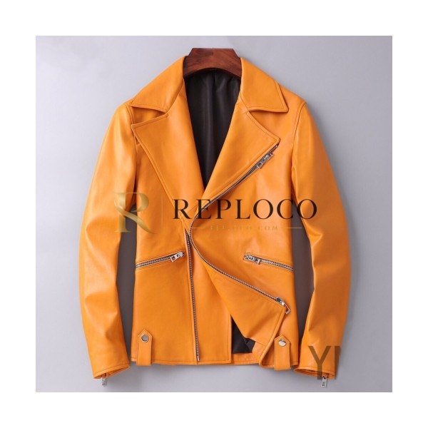 ✨Loewe 2019 Mens Causal Leather Jacket - 로에베 2019 남성 캐쥬얼 가죽 자켓 Loe0111x.Size(l - 4xl).오렌지