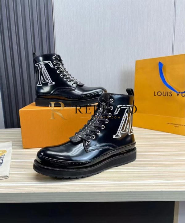 ✨Louis Vuitton 2023 Mens Leather Boots - 루이비통 2023 남성용 레더 앵글부츠,Size(240-270),LOUS1776,블랙