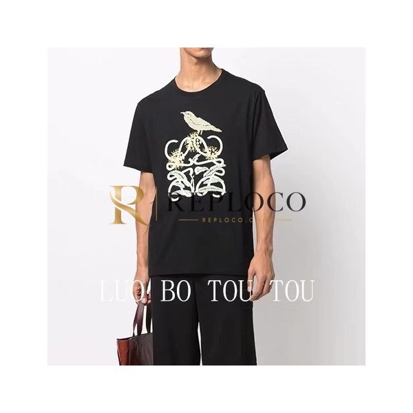 ✨Loewe Unisex Smile Short Sleeved Tshirts Black - 로에베 2022 남/녀 폴로 반팔티 Loe0546x Size(s - xl) 블랙