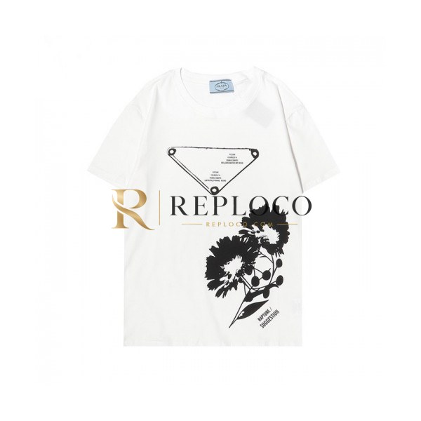 ✨[캐쥬얼]Prada Mens Basic Logo Short Sleeved Tshirts White - 프라다 2021 남성 베이직 로고 폴로 반팔티 Pra02261x Size(s - 2xl) 화이트