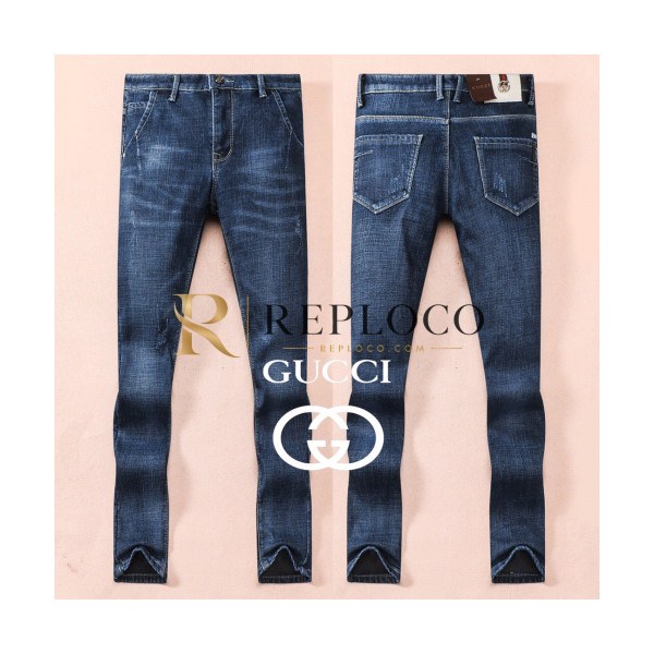 ✨[구찌]Gucci 2019 Mens Casual Initial Logo Denim Pants - 구찌 2019 남성 캐쥬얼 이니셜 로고 데님 기모 팬츠 Guc01891x.Size(29 - 40).블루