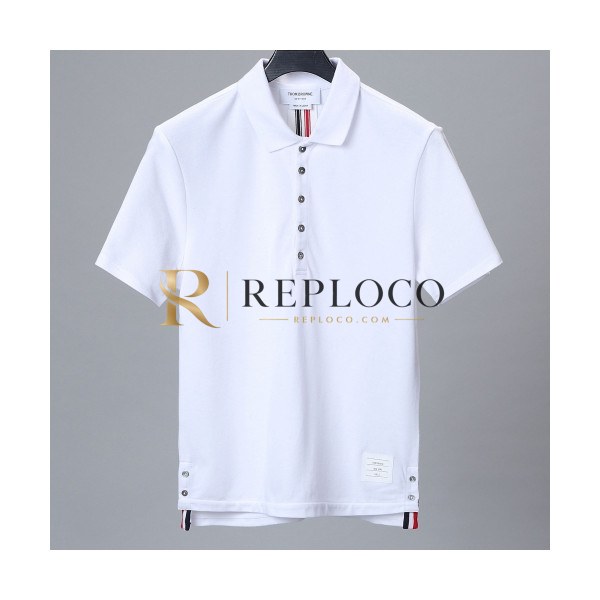 ✨[톰브라운]Thom Browne 2020 Mm/Wm Casual Cotton Short Sleeved Polo Tshirts - 톰브라운 2020 남자 로고 코튼 폴로 반팔티 Tho0661x.Size(s - 2xl).화이트