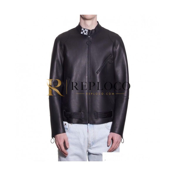 ✨Off-white 2019 Mens Logo Leather Jacket - 오프화이트 2019 남성 로고 레더자켓 Off0155x.Size(m - 2xl).2컬러(블랙/네이비)