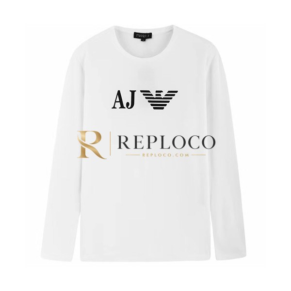 ✨Armani 2019 Mens Cotton T-shirt - 알마니 2019 남성 코튼 긴팔티셔츠 ARMTS0048.Size(L - 4XL),블랙/네이비/화이트