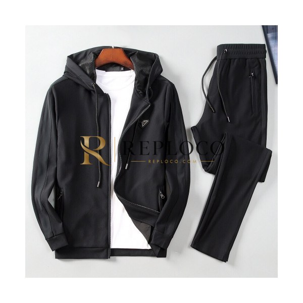 ✨Prada 2019 Mens Casual Logo Silket Training Clothes&Pants - 프라다 2019 남성 캐쥬얼 로고 실켓 트레이닝복&팬츠 Pra0884x.Size(l - 5xl).블랙
