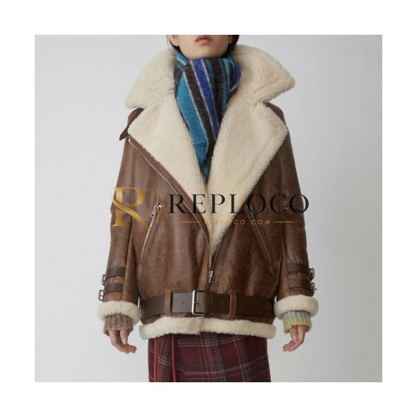 ✨[아크네]Acne Sstudios 2020 Womens Casual Leather Jacket - 아크네 2020 여성 캐쥬얼 가죽 자켓 Acn0108x.Size(xs - xl).브라운