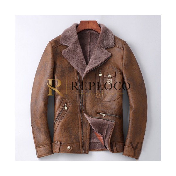 ✨Loewe 2019 Mens Causal Leather Jacket - 로에베 2019 남성 캐쥬얼 가죽 자켓 Loe0112x.Size(l - 4xl).브라운