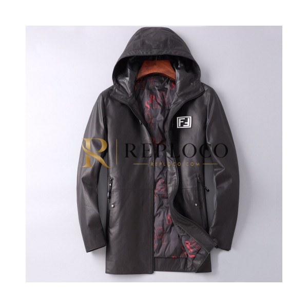 ✨Fendi 2019 Mens Casual Zip-up Duck Down Leather Jacket - 펜디 2019 남성 캐쥬얼 집업 덕다운 가죽 자켓 Fen0387x.Size(m - 3xl).블랙