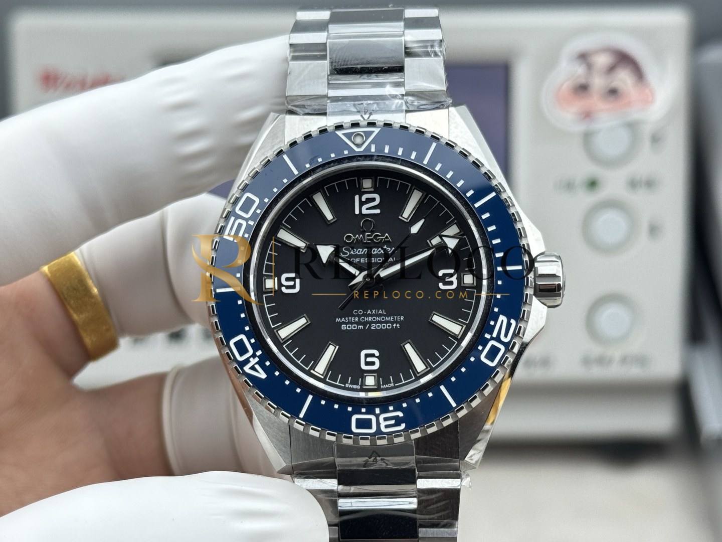 VS 공장 오메가 씨마스터 플래닛 오션 600M 42mm 블루 베젤 블랙 다이얼 (217.30.42.21.01.002) 1:1 슈퍼클론 단동 DD8912 무브먼트 탑재