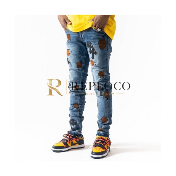 ✨[크롬하츠]Chrom Hearts 2021 Mens Casual Denim Jeans - 크롬하츠 20201남성 캐쥬얼 데님 청바지 Chr0336x.Size(29 - 34).블루