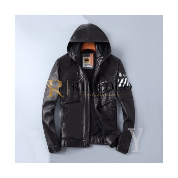 ✨[오프화이트]Off-white 2020 Mens Logo Casual Leather Jackets - 오프화이트 2020 남성 로고 캐쥬얼 가죽 자켓 Off0563x.Size(m - 3xl).블랙