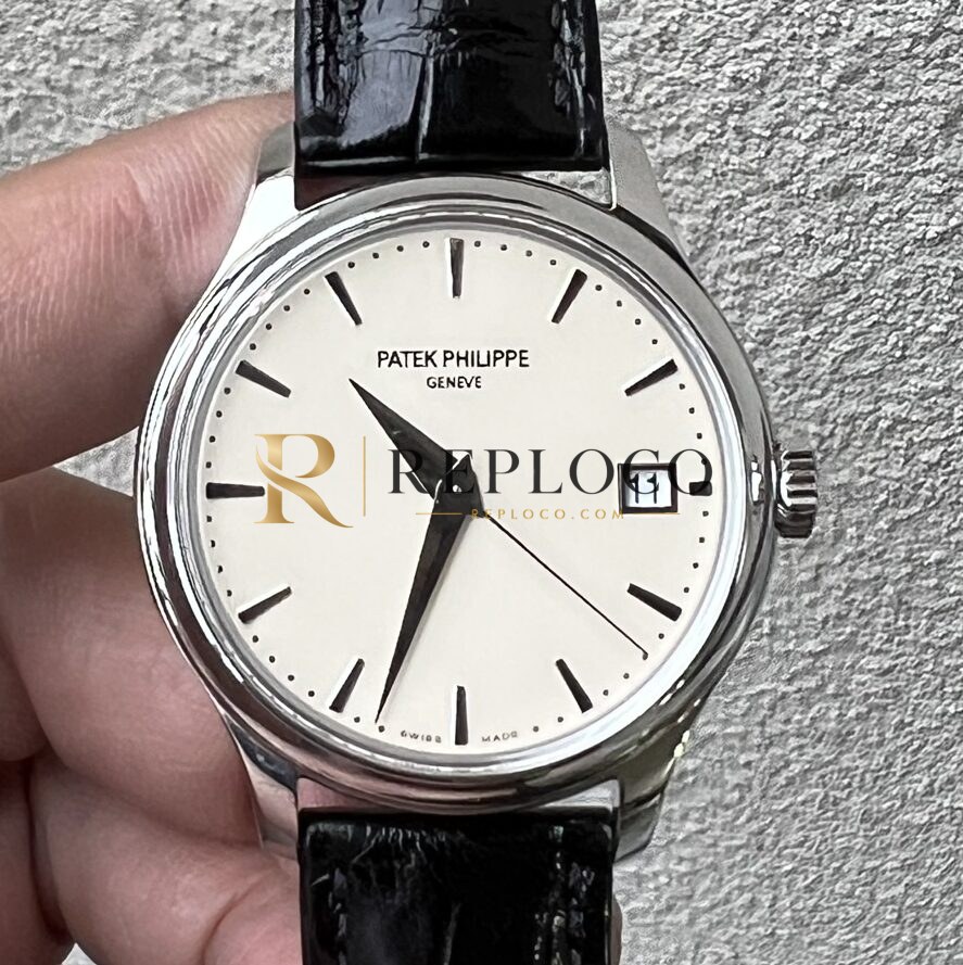 3K 공장 파텍 필립 캘라트라바 5227 화이트 다이얼 316L 스틸 베젤 가죽 스트랩 324C 무브먼트 39mm