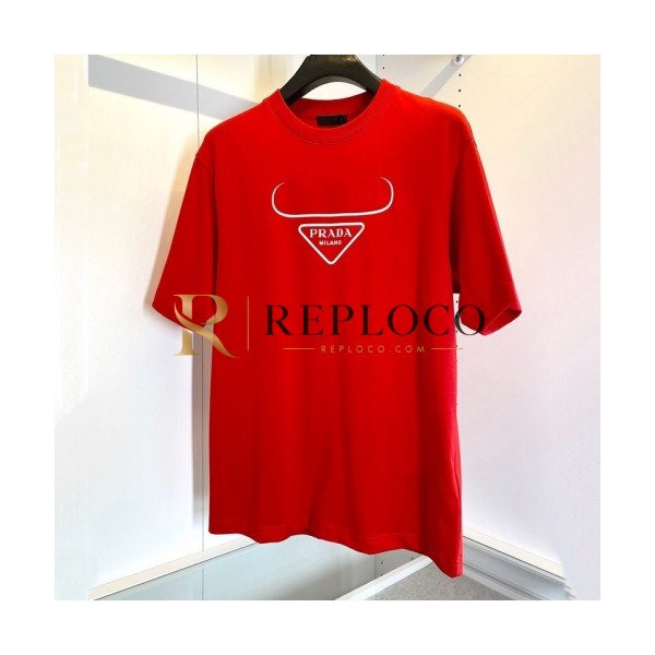 ✨Prada Mens Basic Logo Short Sleeved Tshirts Red - 프라다 2021 남성 베이직 로고 폴로 반팔티 Pra02254x Size(s - 2xl) 레드