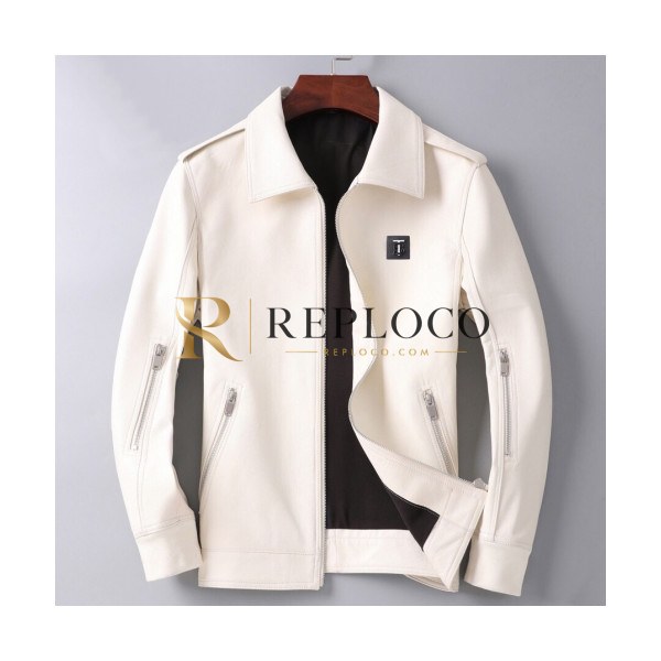 ✨Burberry 2019 Mens Casual Leather Jacket - 버버리 2019 남성 캐쥬얼 레더 자켓 Bur01299x.Size(m - 3xl).아이보리